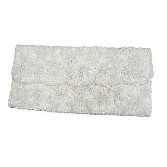 Vintage Beaded Scalloped Sequin Flower Wallet - Picture 1 of 6